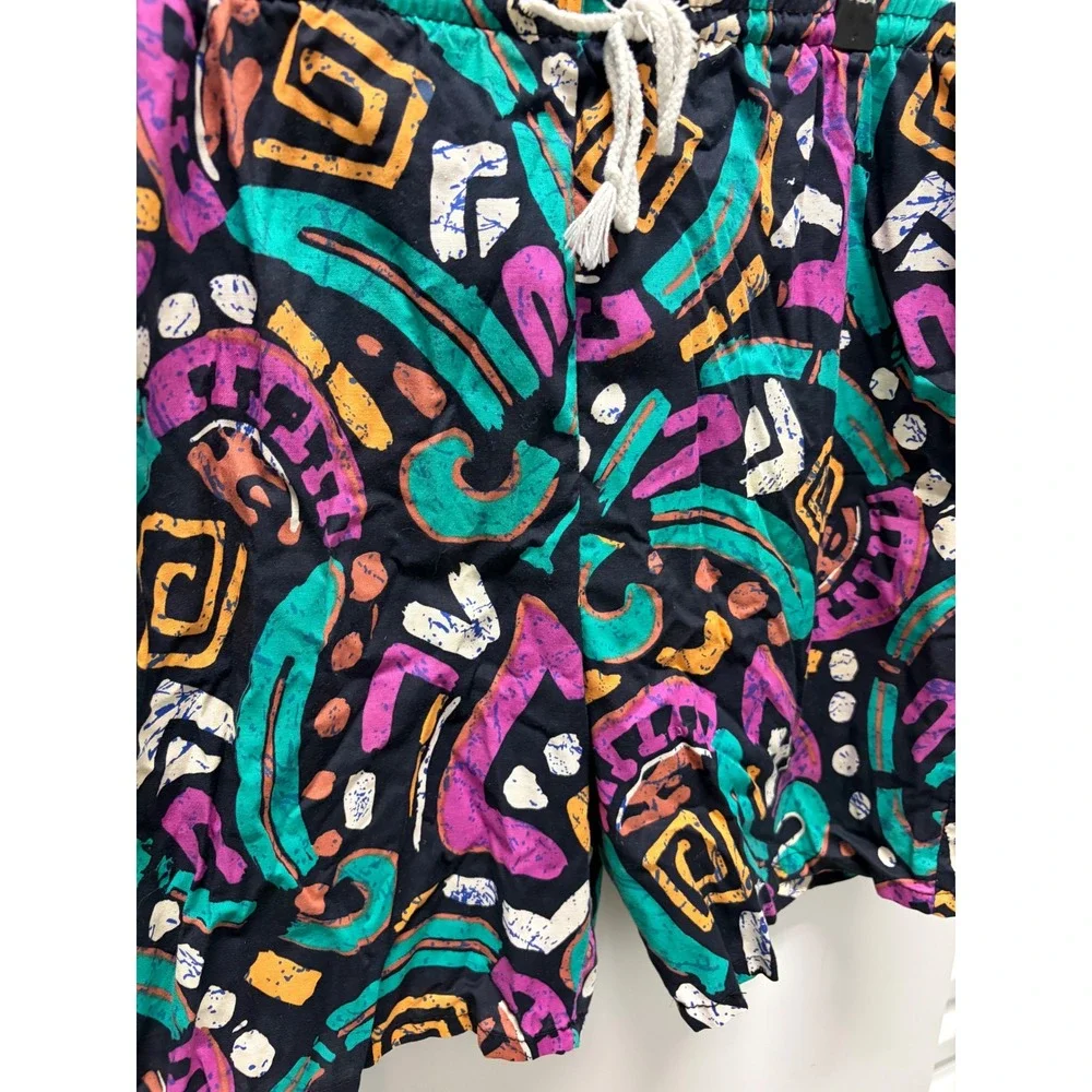 Vintage Sea Mark Swim Trunks Shorts Mens Large L Black Abstract Geometric Good